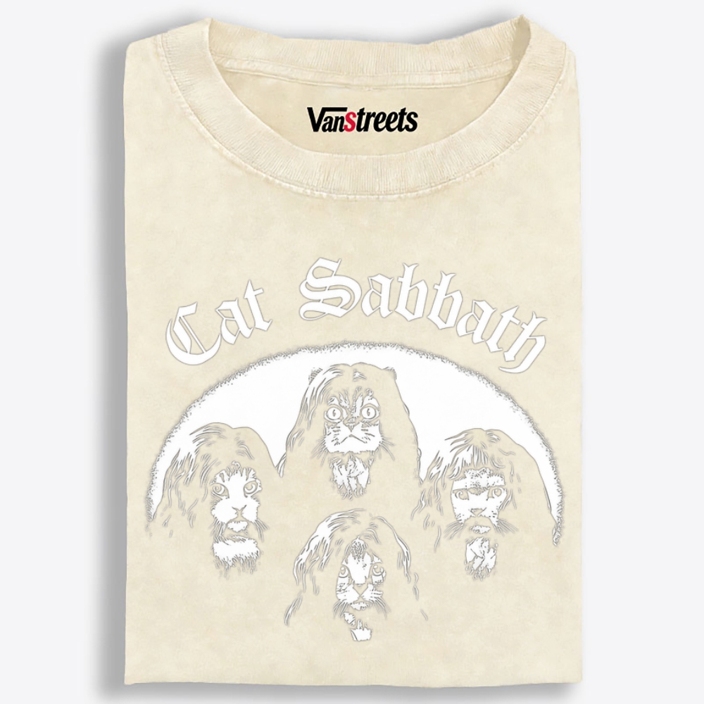 Cat Sabbath Retro Washed T-Shirt | 100% Cotton | Streetwear Essential