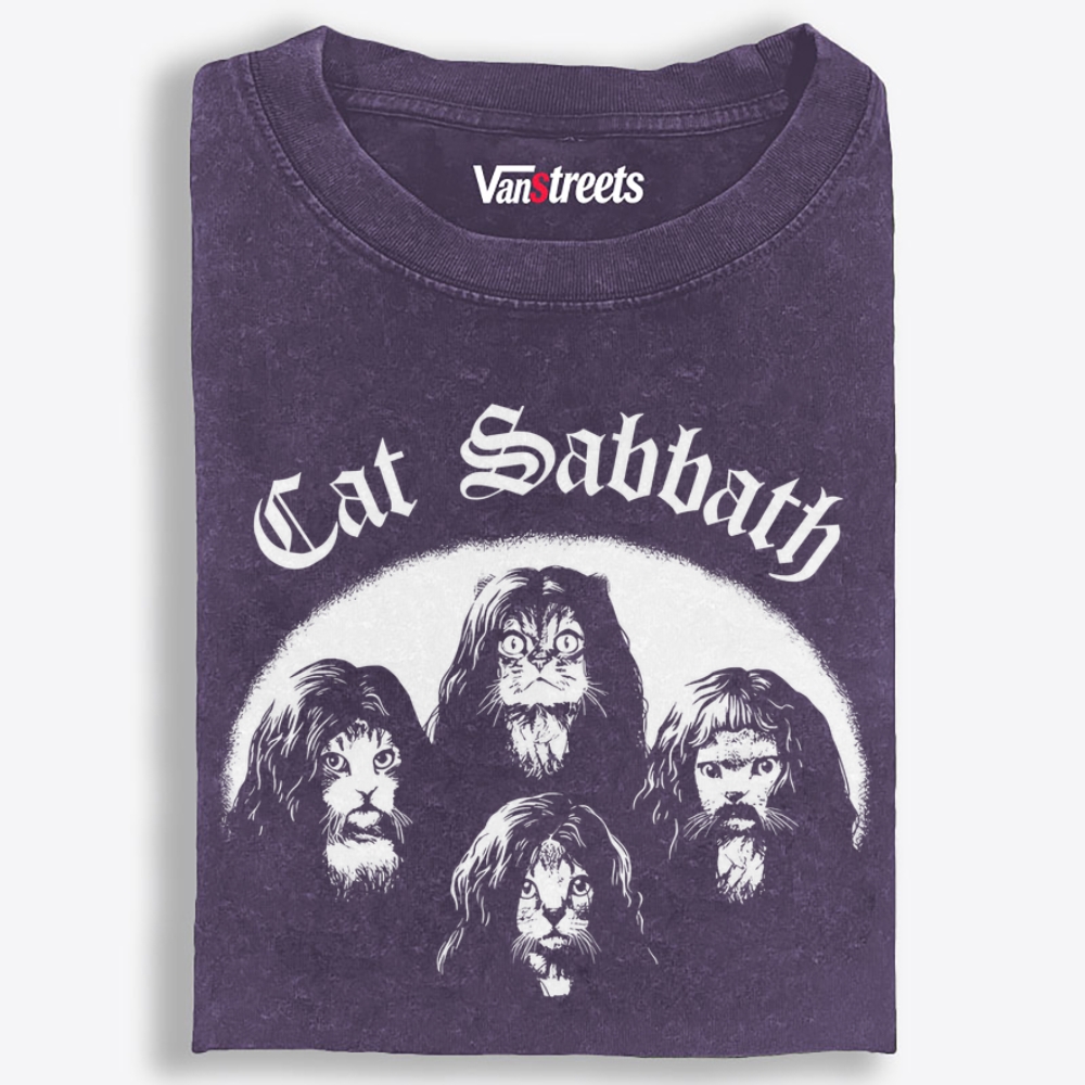 Cat Sabbath Retro Washed T-Shirt | 100% Cotton | Streetwear Essential