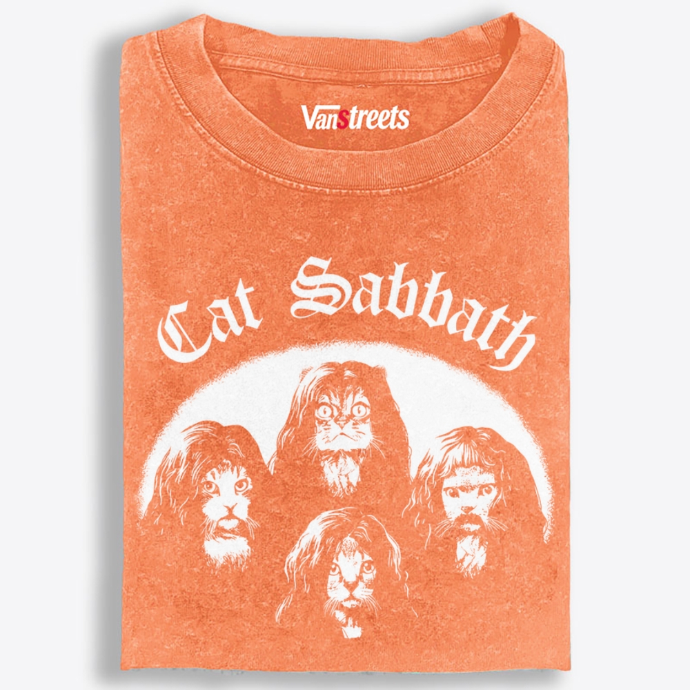 Cat Sabbath Retro Washed T-Shirt | 100% Cotton | Streetwear Essential