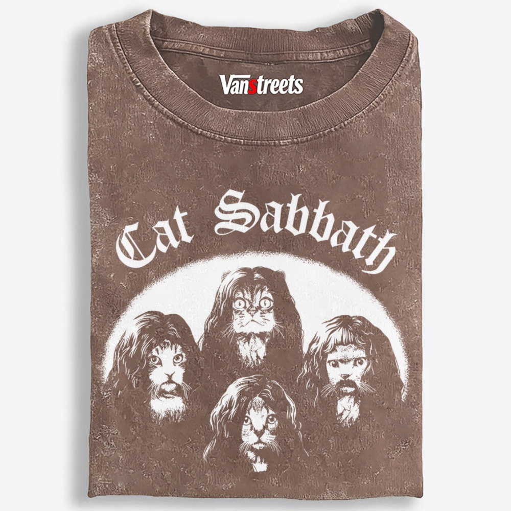 Cat Sabbath Retro Washed T-Shirt | 100% Cotton | Streetwear Essential
