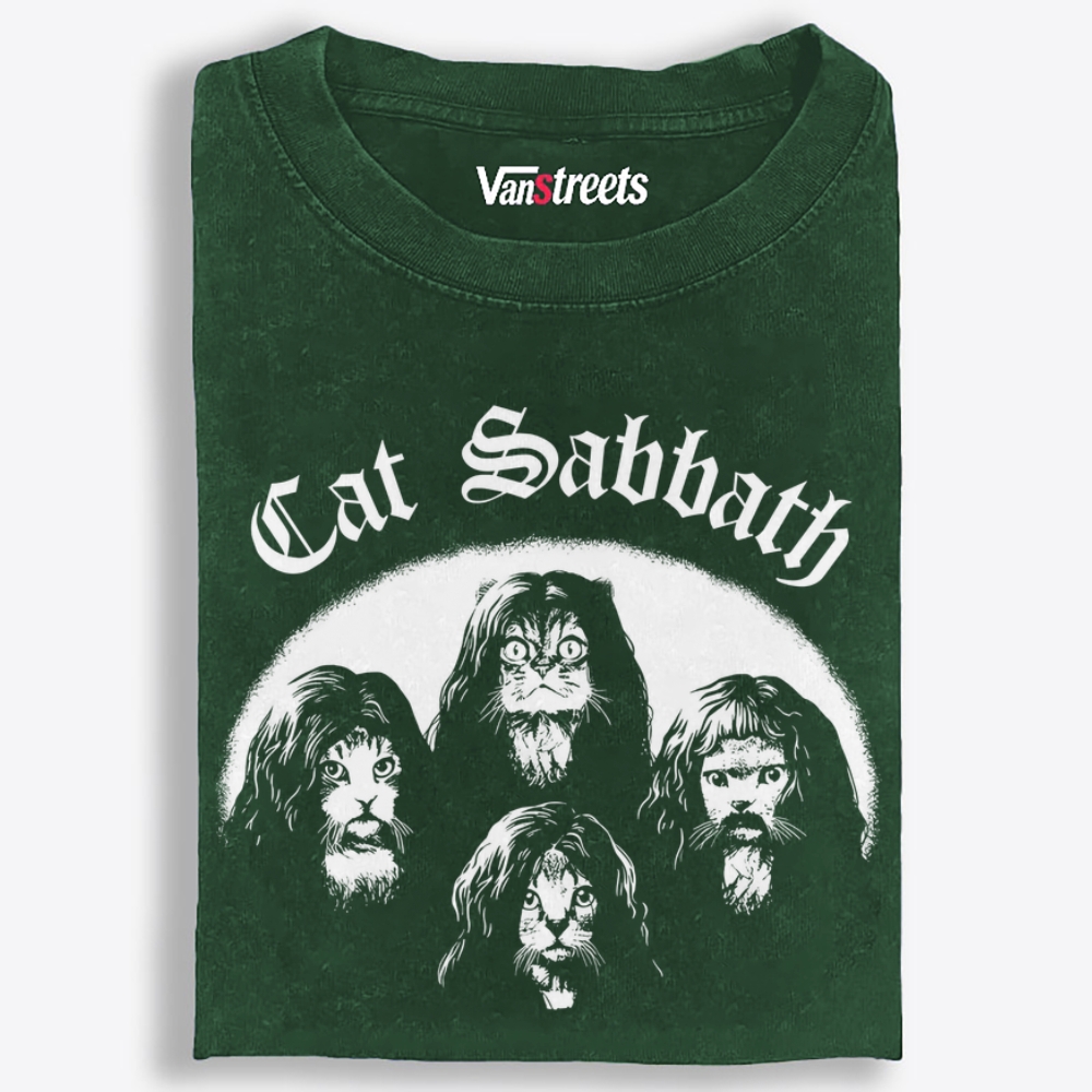Cat Sabbath Retro Washed T-Shirt | 100% Cotton | Streetwear Essential