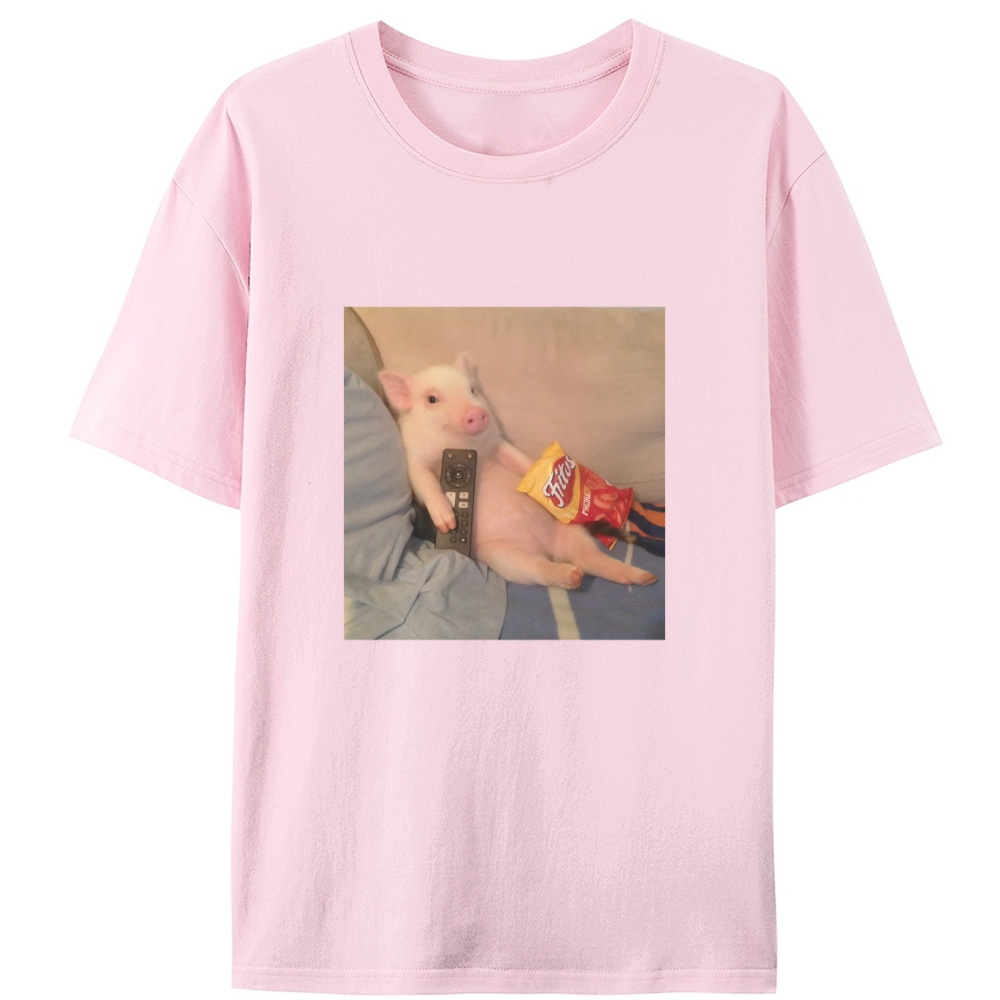 Chill Pig Retro Designed for Women - Slim Fit Cotton Tee