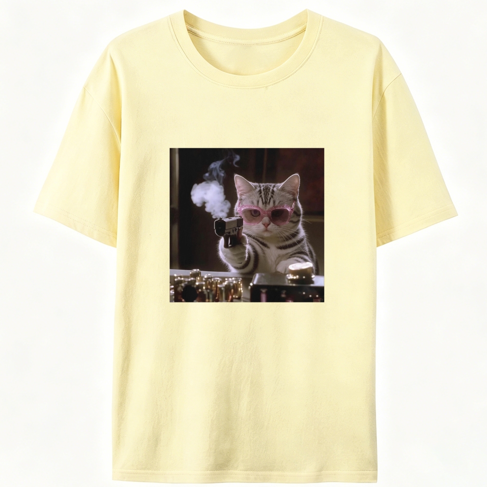 Smoking Gun Cat Designed for Women - Slim Fit Cotton Tee