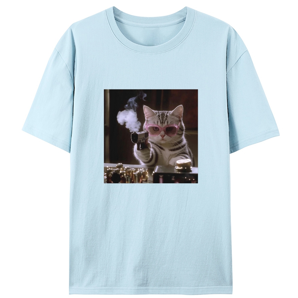 Smoking Gun Cat Designed for Women - Slim Fit Cotton Tee