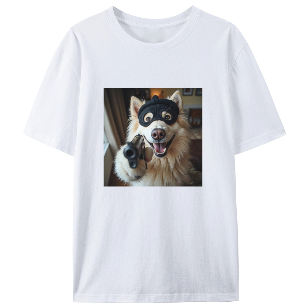 Masked Gun Dog Retro Designed for Women - Slim Fit Cotton Tee