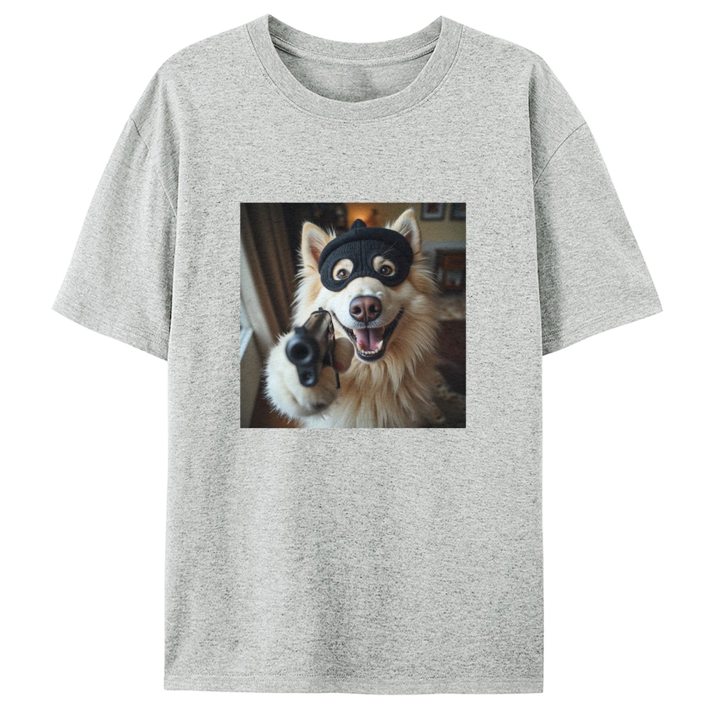 Masked Gun Dog Retro Designed for Women - Slim Fit Cotton Tee