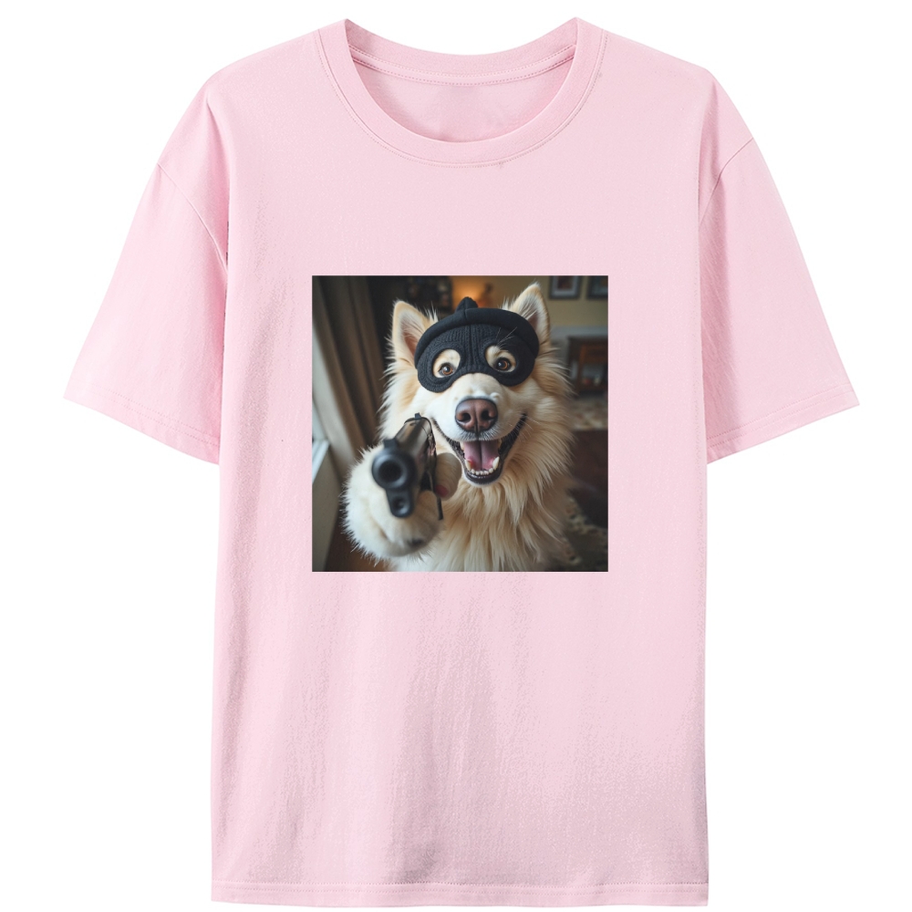 Masked Gun Dog Retro Designed for Women - Slim Fit Cotton Tee