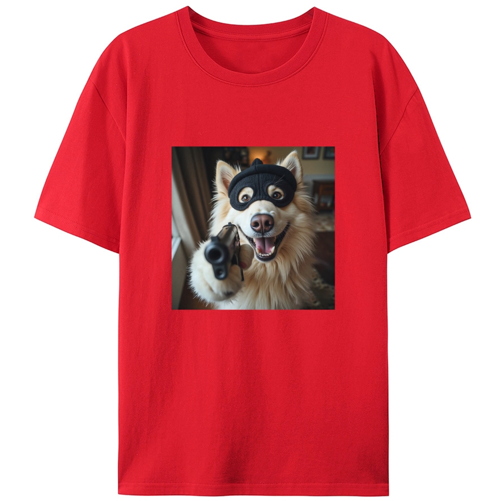 Masked Gun Dog Retro Designed for Women - Slim Fit Cotton Tee