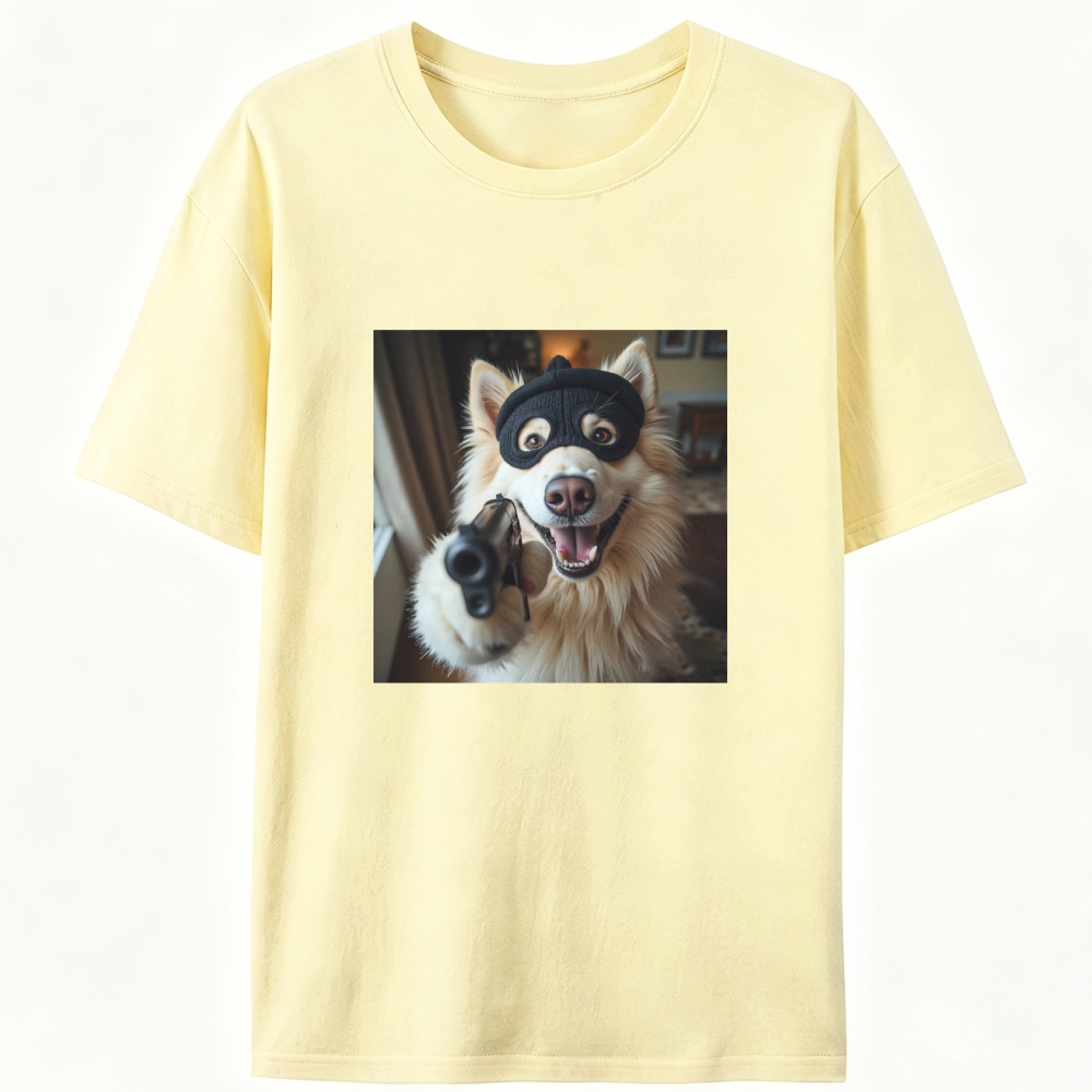Masked Gun Dog Retro Designed for Women - Slim Fit Cotton Tee
