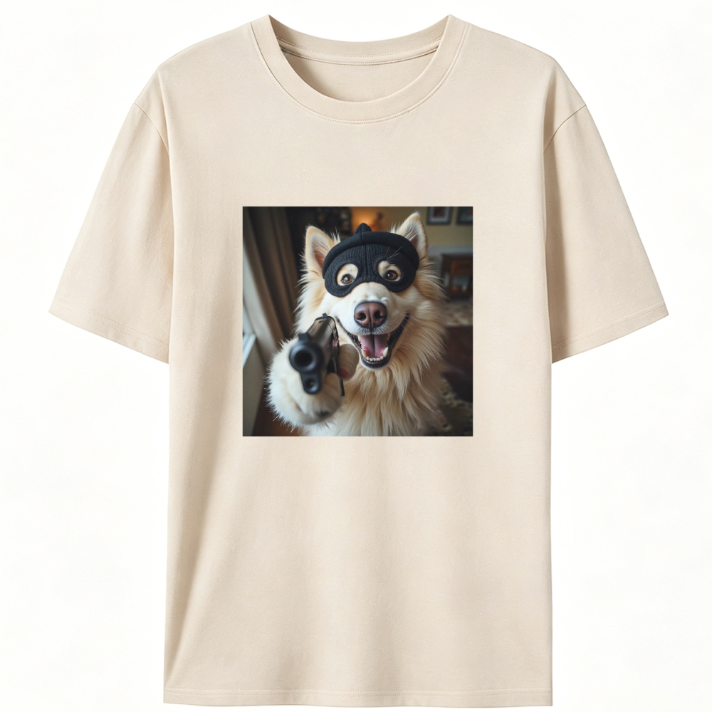 Masked Gun Dog Retro Designed for Women - Slim Fit Cotton Tee