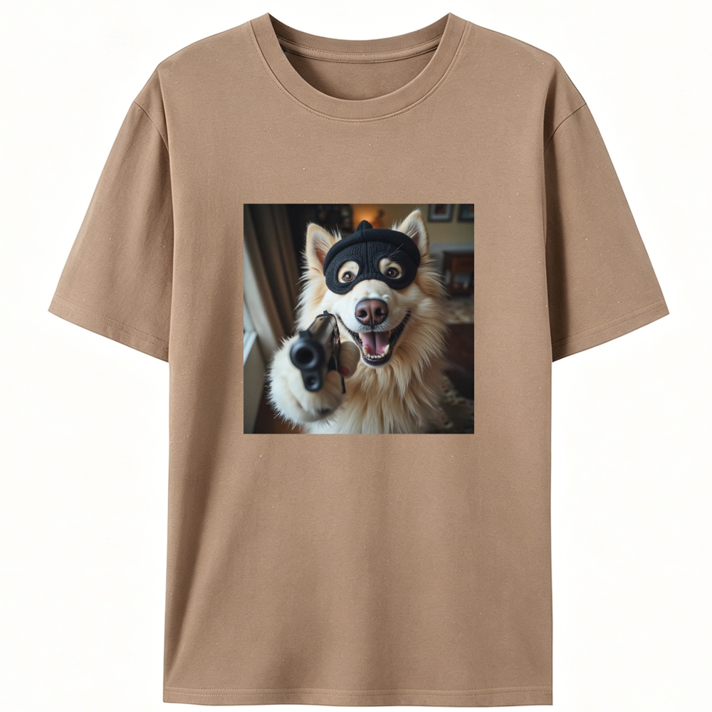 Masked Gun Dog Retro Designed for Women - Slim Fit Cotton Tee