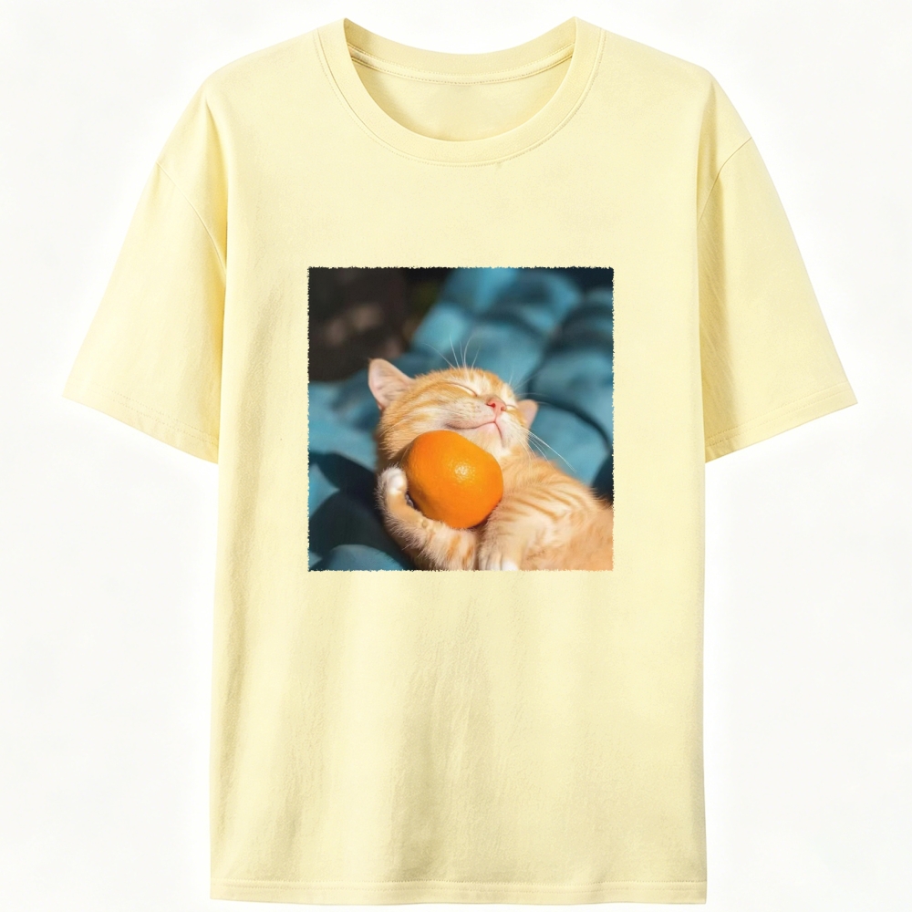 Orange Cat Hugs Orange Retro Designed for Women - Slim Fit Cotton Tee