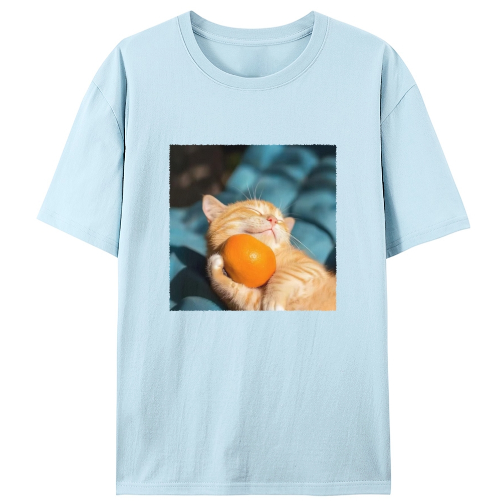Orange Cat Hugs Orange Retro Designed for Women - Slim Fit Cotton Tee