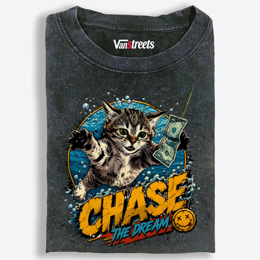 Chase the Dream Retro Washed T-Shirt | 100% Cotton | Streetwear Essential