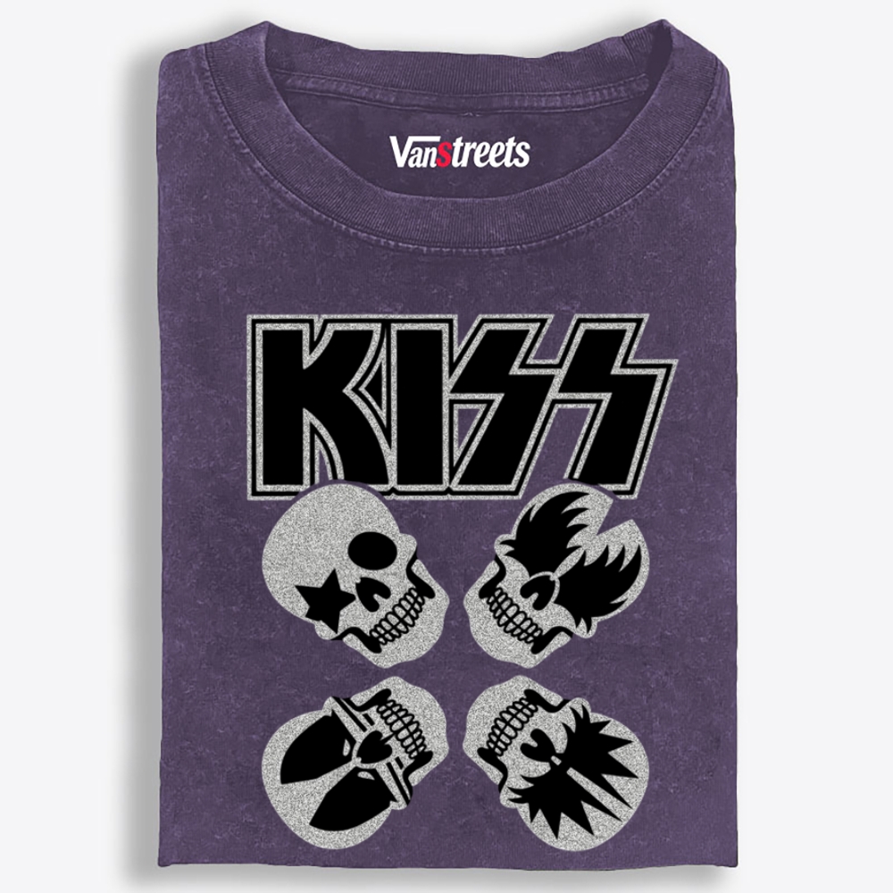 KISS: Skull Edition Retro Washed T-Shirt | 100% Cotton | Streetwear Essential