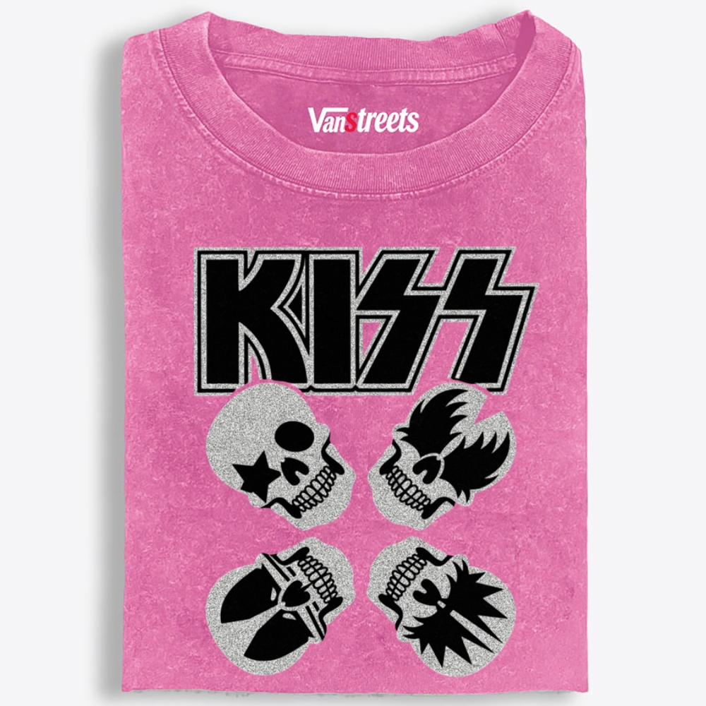 KISS: Skull Edition Retro Washed T-Shirt | 100% Cotton | Streetwear Essential