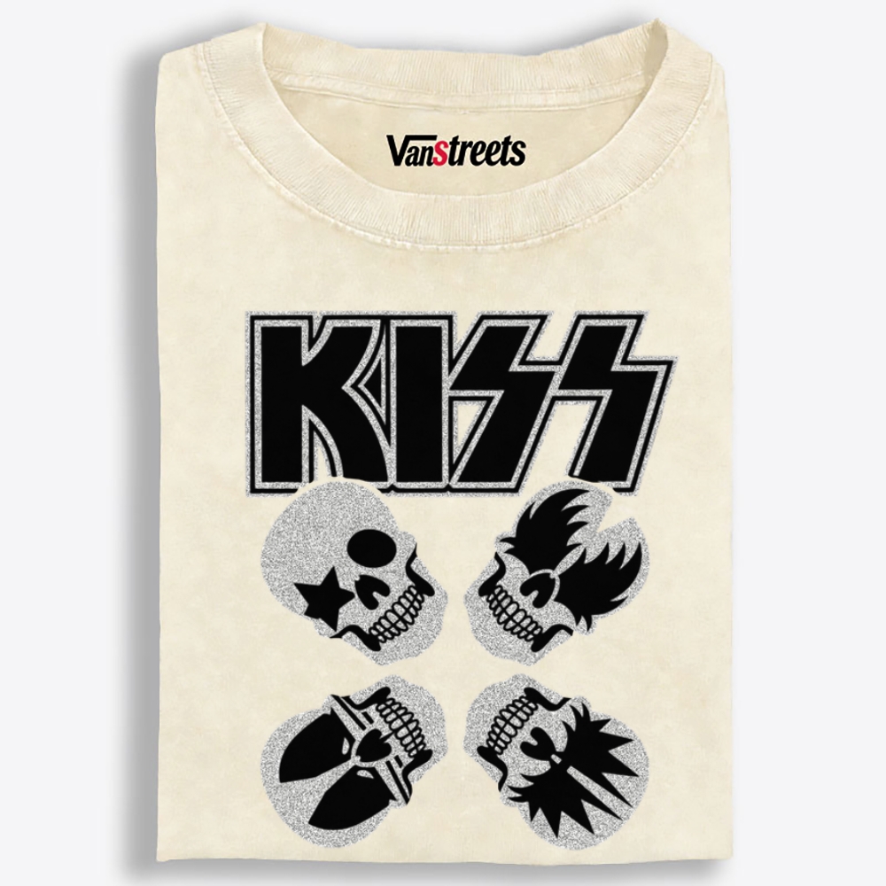 KISS: Skull Edition Retro Washed T-Shirt | 100% Cotton | Streetwear Essential
