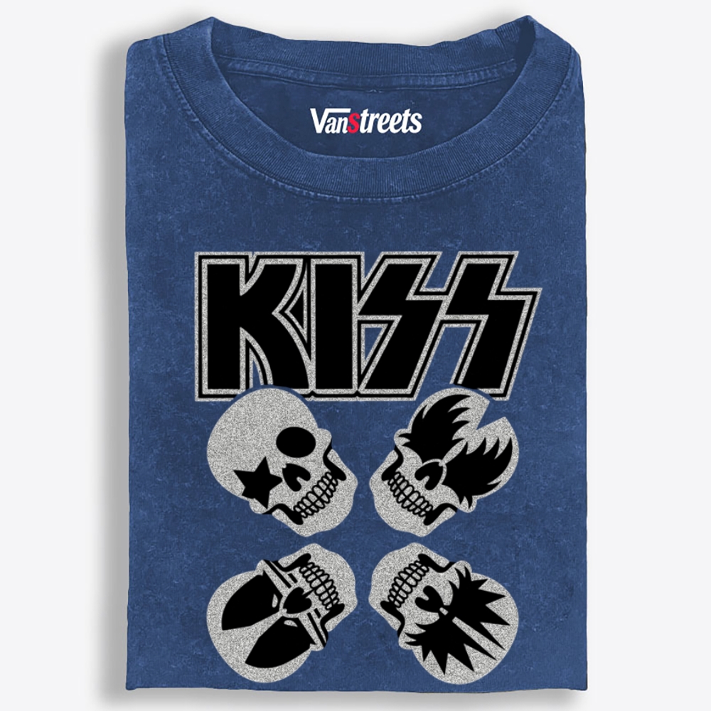 KISS: Skull Edition Retro Washed T-Shirt | 100% Cotton | Streetwear Essential