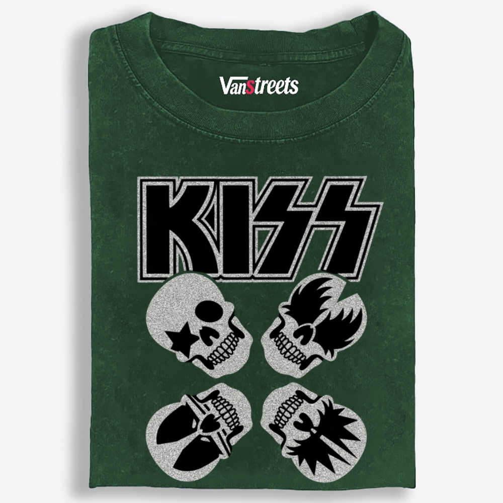 KISS: Skull Edition Retro Washed T-Shirt | 100% Cotton | Streetwear Essential