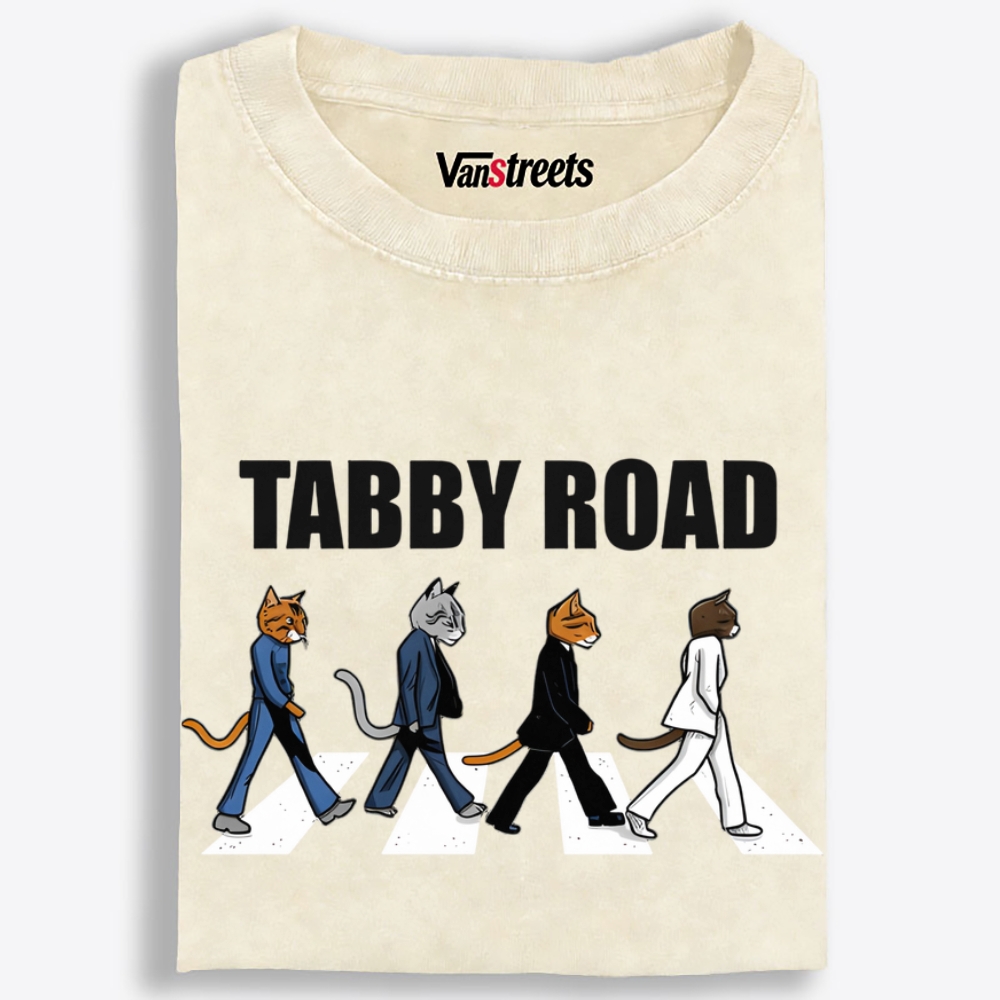 Tabby Road Retro Washed T-Shirt | 100% Cotton | Streetwear Essential