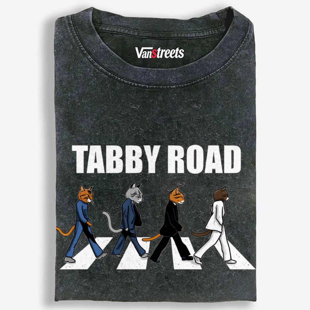 Tabby Road Retro Washed T-Shirt | 100% Cotton | Streetwear Essential