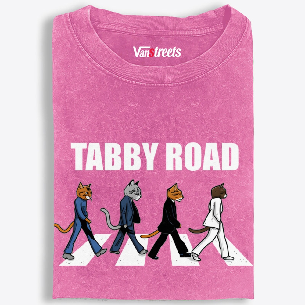 Tabby Road Retro Washed T-Shirt | 100% Cotton | Streetwear Essential