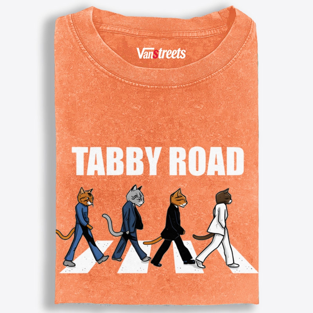 Tabby Road Retro Washed T-Shirt | 100% Cotton | Streetwear Essential