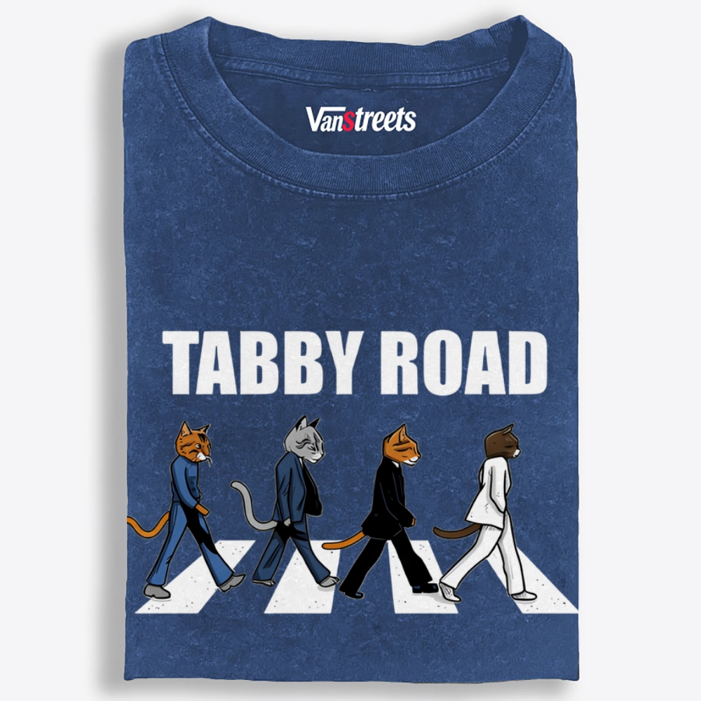 Tabby Road Retro Washed T-Shirt | 100% Cotton | Streetwear Essential