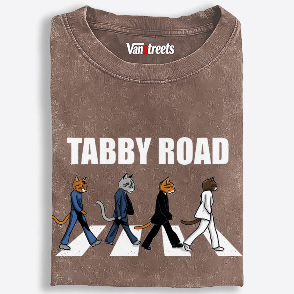 Tabby Road Retro Washed T-Shirt | 100% Cotton | Streetwear Essential
