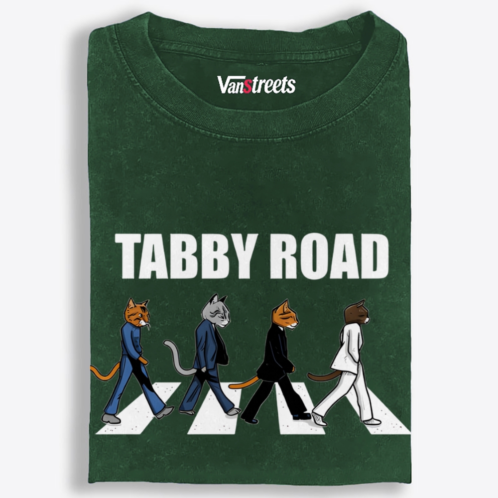Tabby Road Retro Washed T-Shirt | 100% Cotton | Streetwear Essential