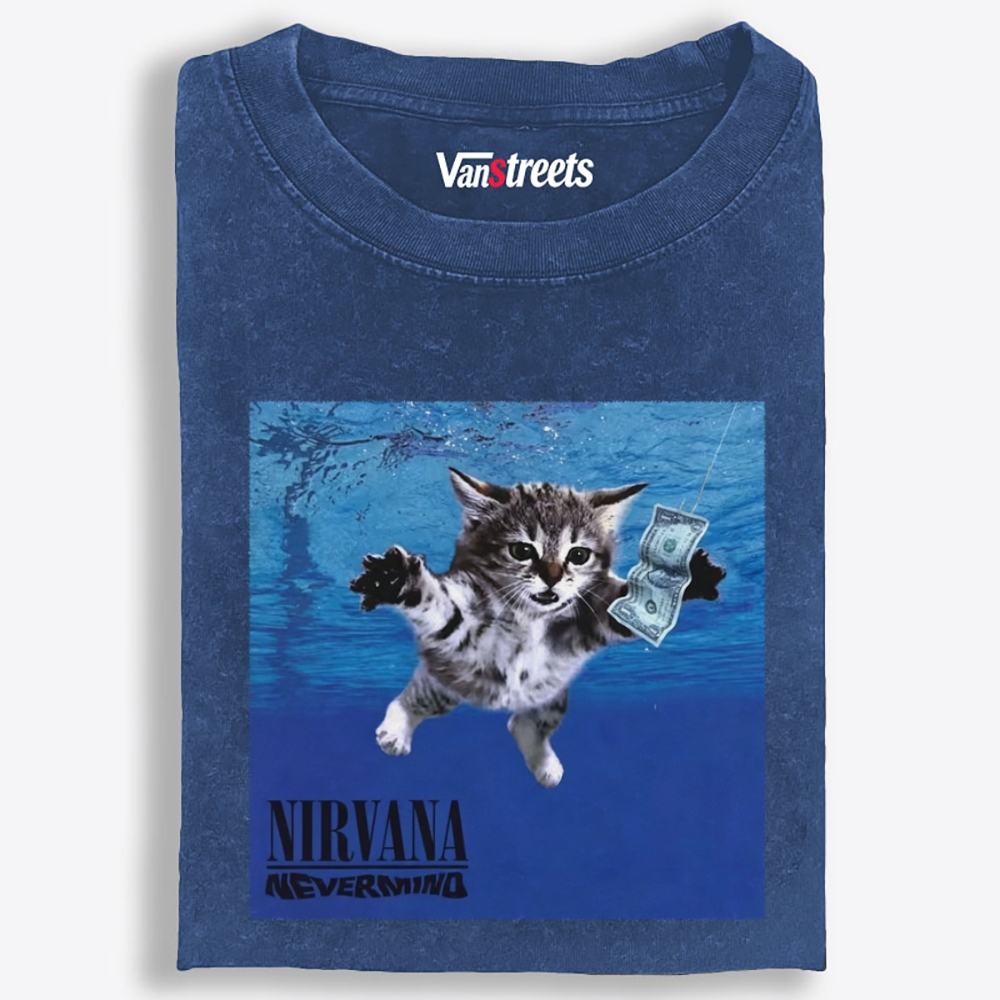 Nevermind Kitten Parody Retro Washed T-Shirt | 100% Cotton | Streetwear Essential