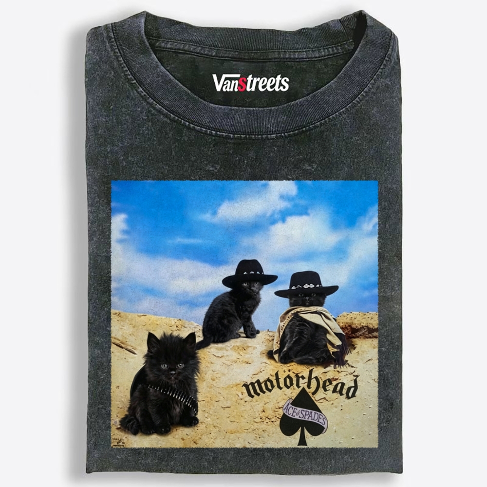 Motorhead Three Black Cats Retro Washed T-Shirt | 100% Cotton | Streetwear Essential