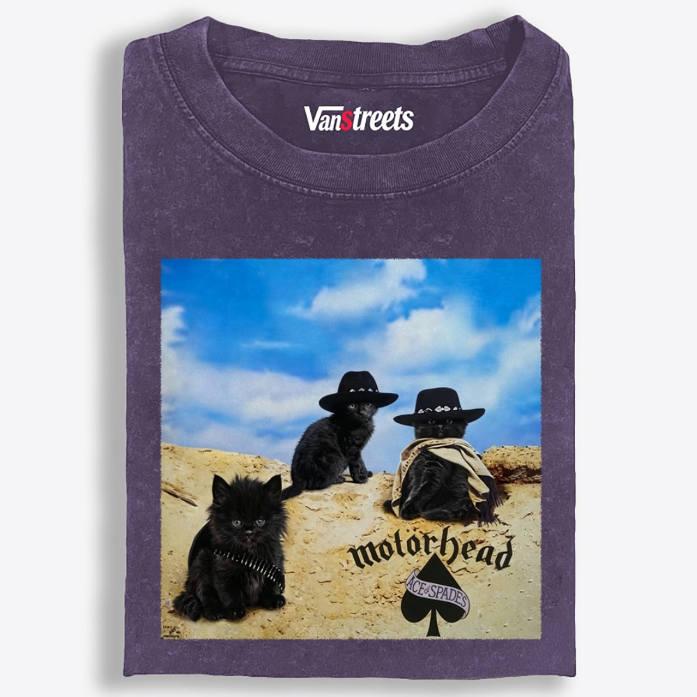 Motorhead Three Black Cats Retro Washed T-Shirt | 100% Cotton | Streetwear Essential
