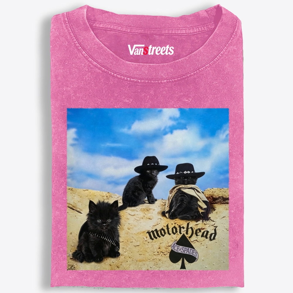 Motorhead Three Black Cats Retro Washed T-Shirt | 100% Cotton | Streetwear Essential