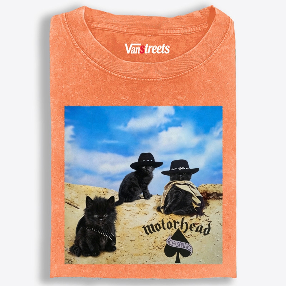 Motorhead Three Black Cats Retro Washed T-Shirt | 100% Cotton | Streetwear Essential