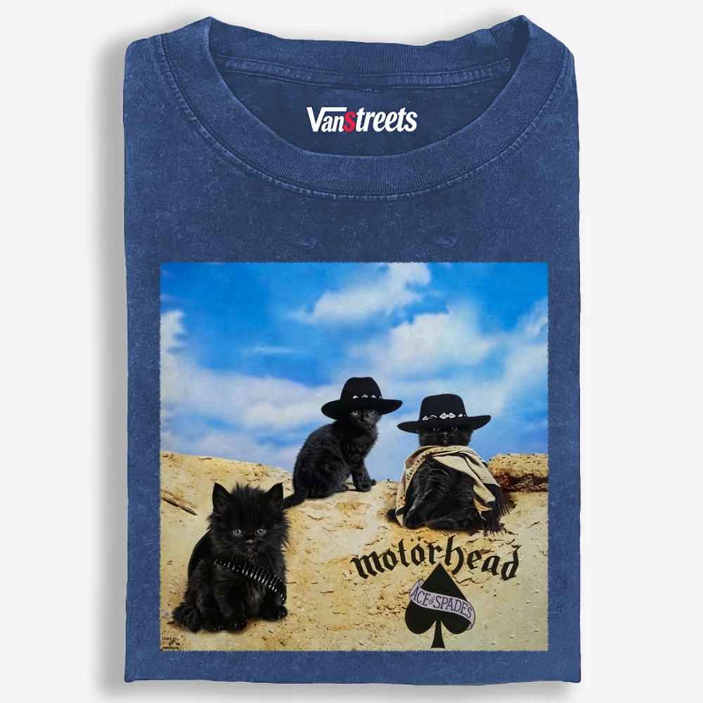 Motorhead Three Black Cats Retro Washed T-Shirt | 100% Cotton | Streetwear Essential