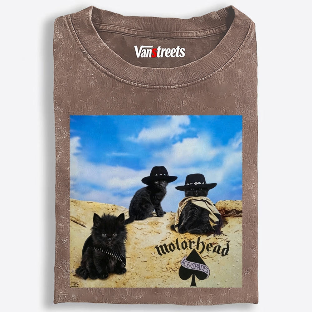 Motorhead Three Black Cats Retro Washed T-Shirt | 100% Cotton | Streetwear Essential