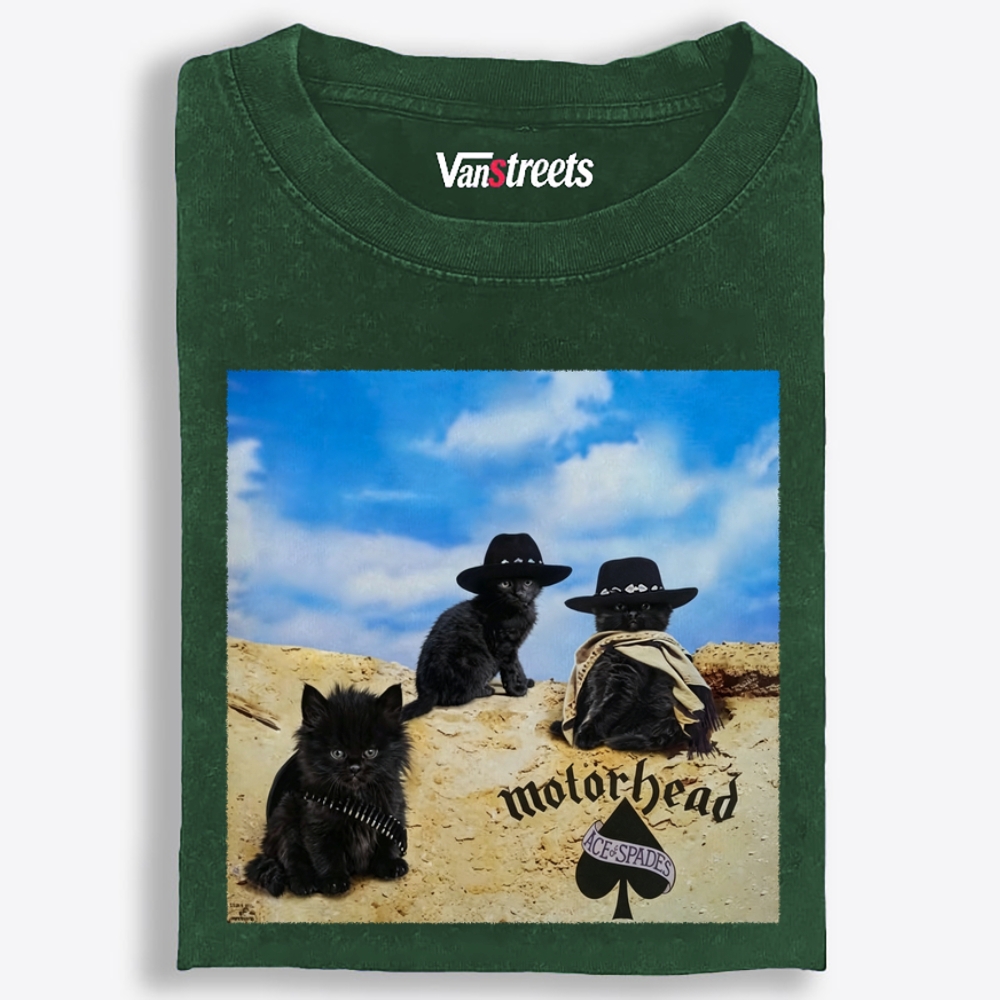 Motorhead Three Black Cats Retro Washed T-Shirt | 100% Cotton | Streetwear Essential