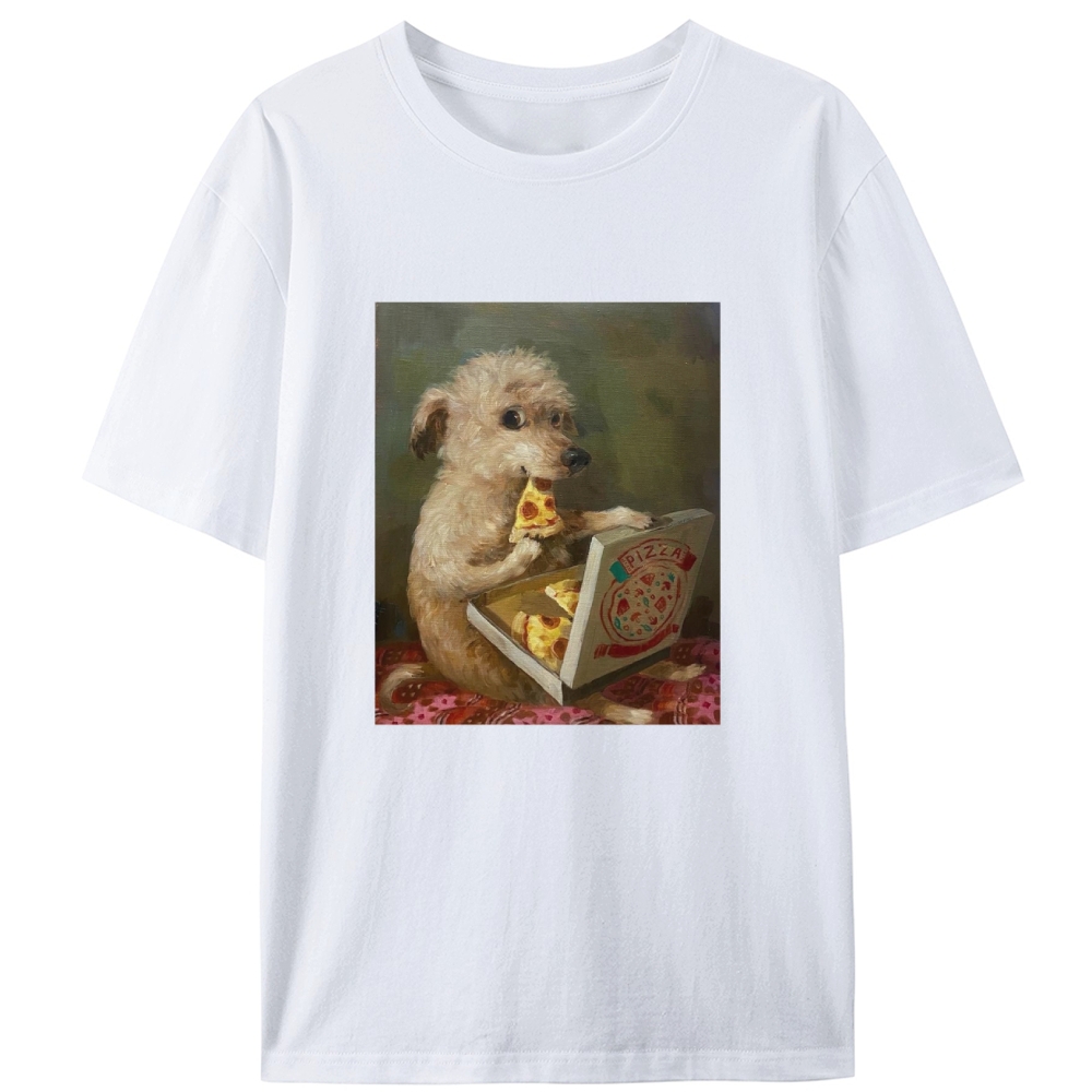 Pizza Dog Retro Designed for Women - Slim Fit Cotton Tee
