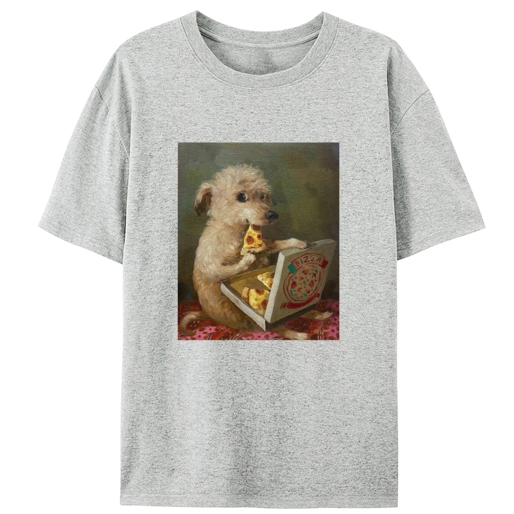 Pizza Dog Retro Designed for Women - Slim Fit Cotton Tee
