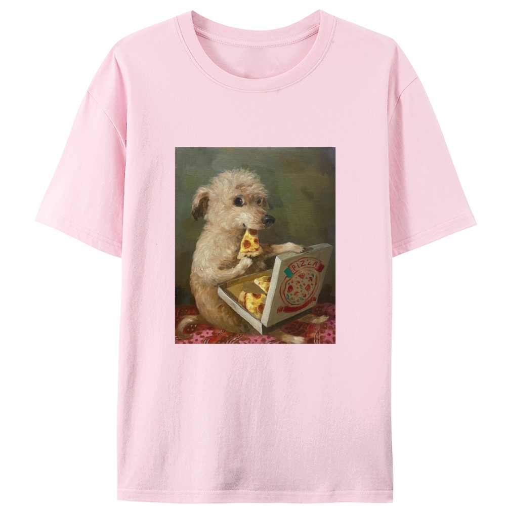 Pizza Dog Retro Designed for Women - Slim Fit Cotton Tee