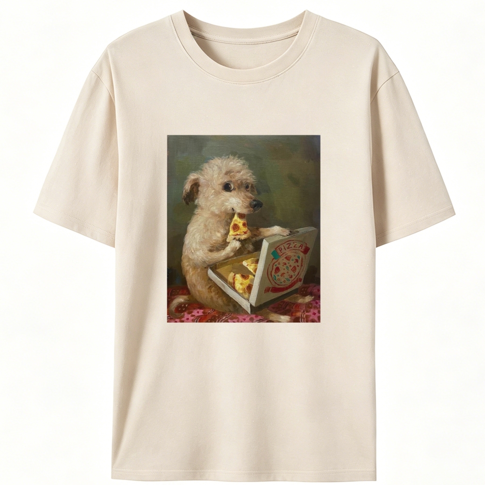 Pizza Dog Retro Designed for Women - Slim Fit Cotton Tee