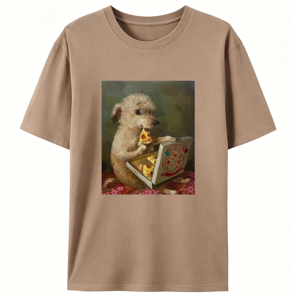 Pizza Dog Retro Designed for Women - Slim Fit Cotton Tee