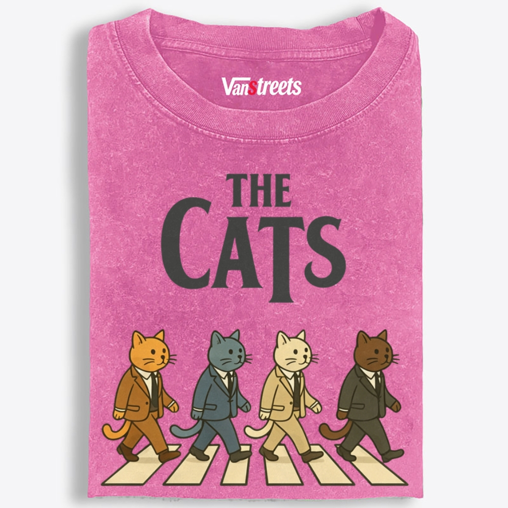 The Cats Retro Washed T-Shirt | 100% Cotton | Streetwear Essential