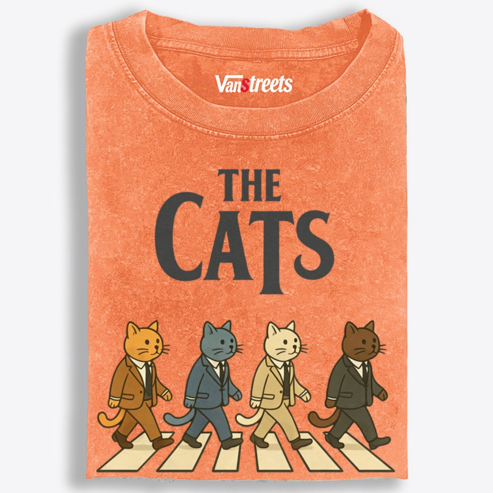 The Cats Retro Washed T-Shirt | 100% Cotton | Streetwear Essential