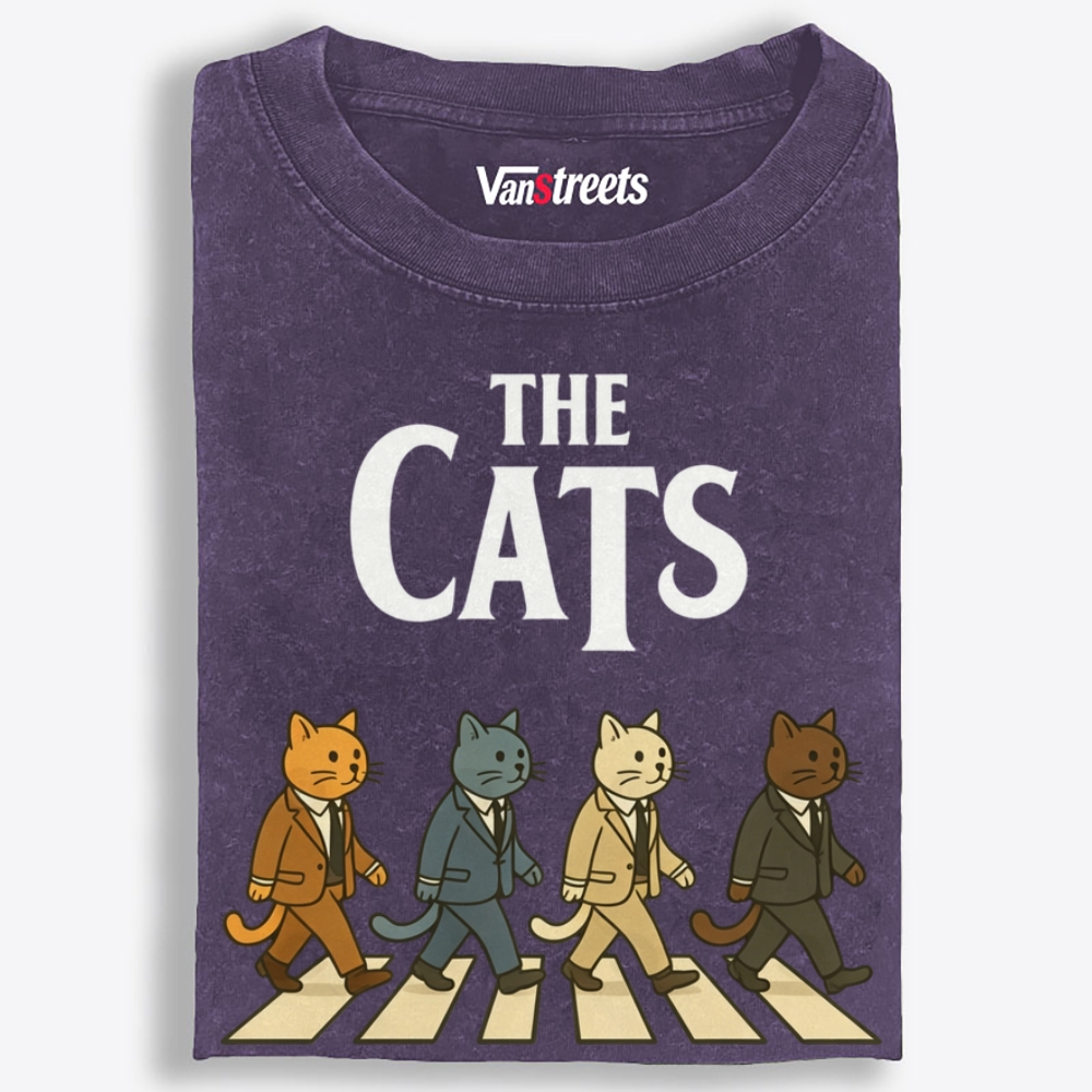 The Cats Retro Washed T-Shirt | 100% Cotton | Streetwear Essential