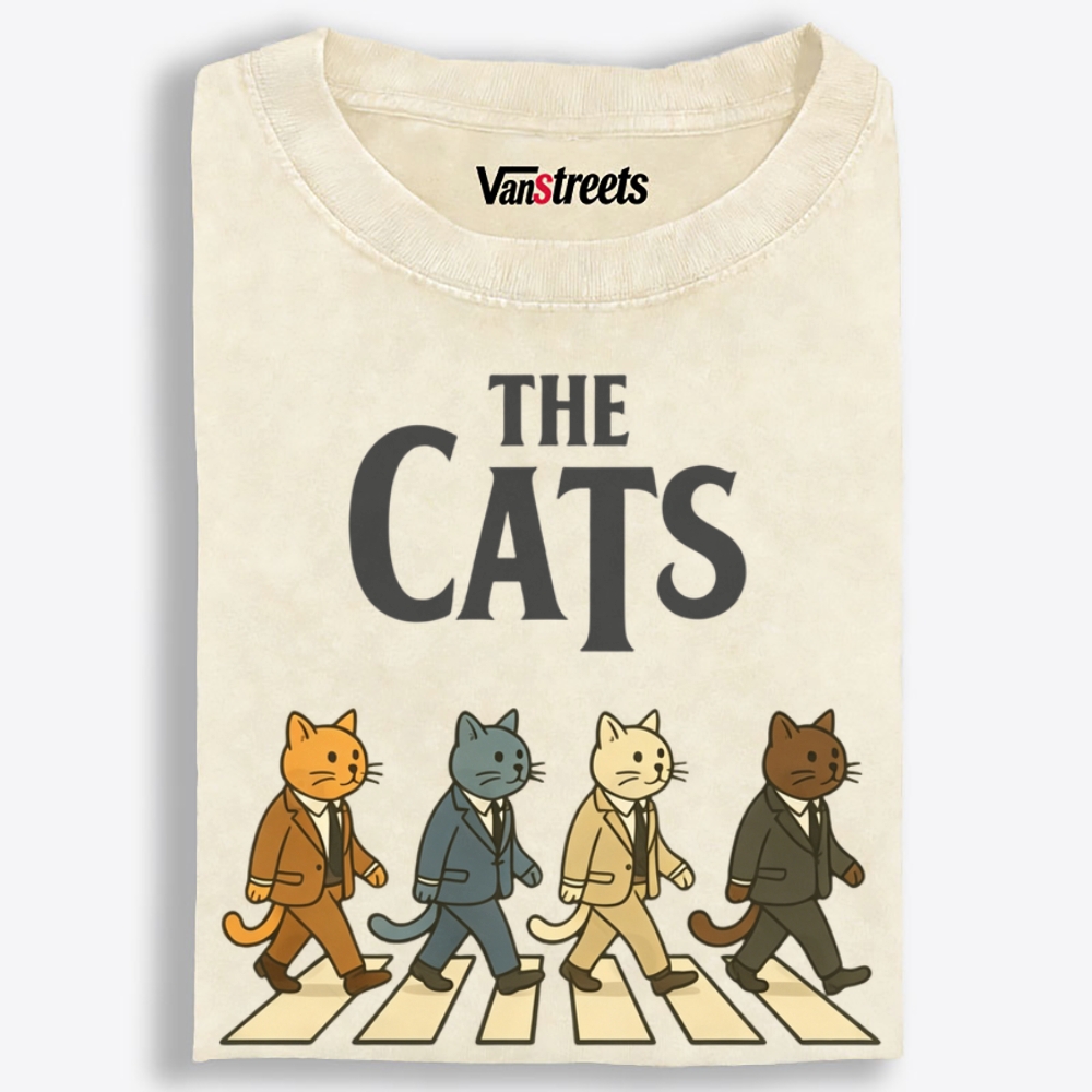 The Cats Retro Washed T-Shirt | 100% Cotton | Streetwear Essential