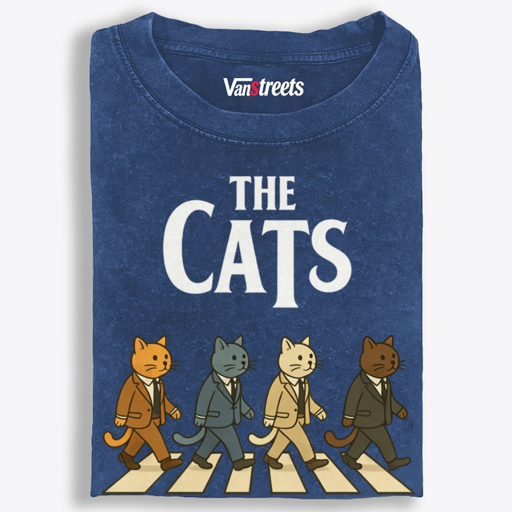 The Cats Retro Washed T-Shirt | 100% Cotton | Streetwear Essential