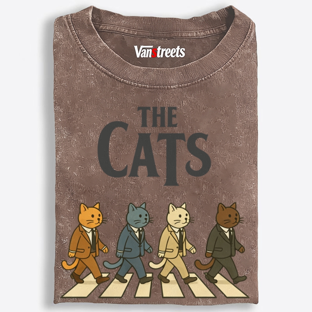 The Cats Retro Washed T-Shirt | 100% Cotton | Streetwear Essential