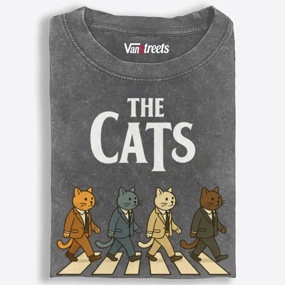 The Cats Retro Washed T-Shirt | 100% Cotton | Streetwear Essential